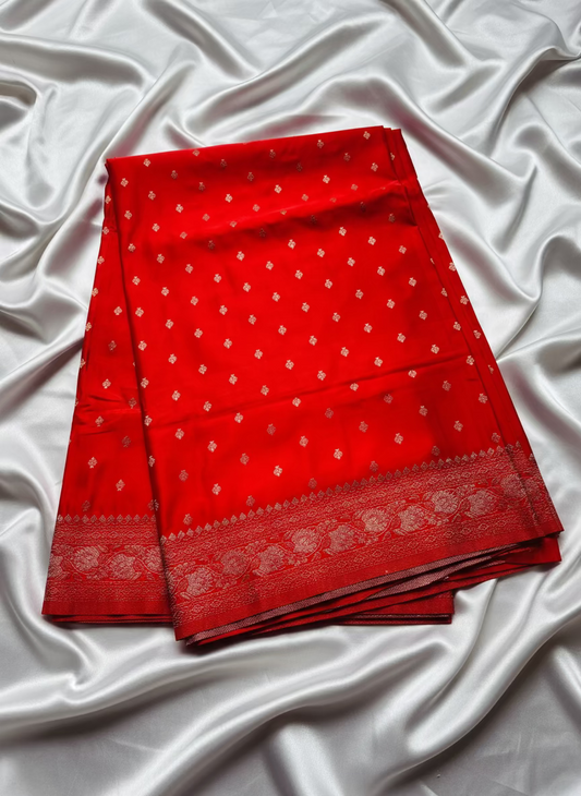 Orange Semi Mashru Silk Saree, an elegant traditional wear