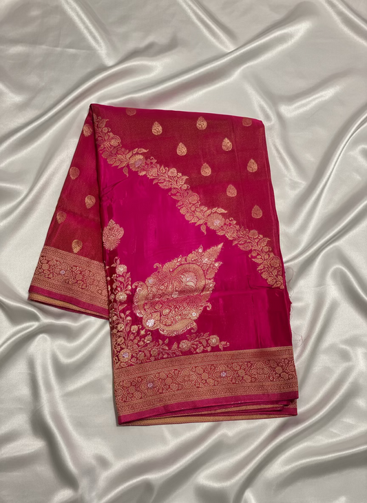 Pink Banarasi Pure Mashru Silk - Designer Party Wear