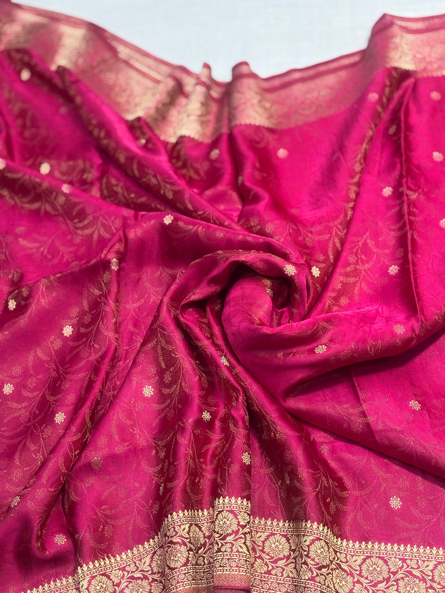 Pink Banarasi Pure Mashru Silk Saree - Designer Party Wear