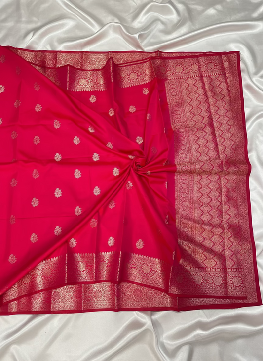 Rani Pink Banarasi Katan Mashru Silk Saree - Traditional Wear