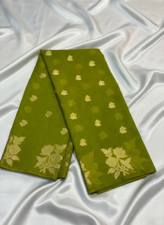 Green Banarasi Warm Silk Saree with Meenakshi Weaving - Designer Traditional Wear