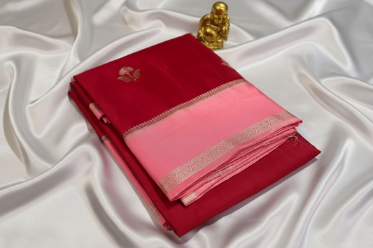 Bright Red Chinon Silk with Satin Border