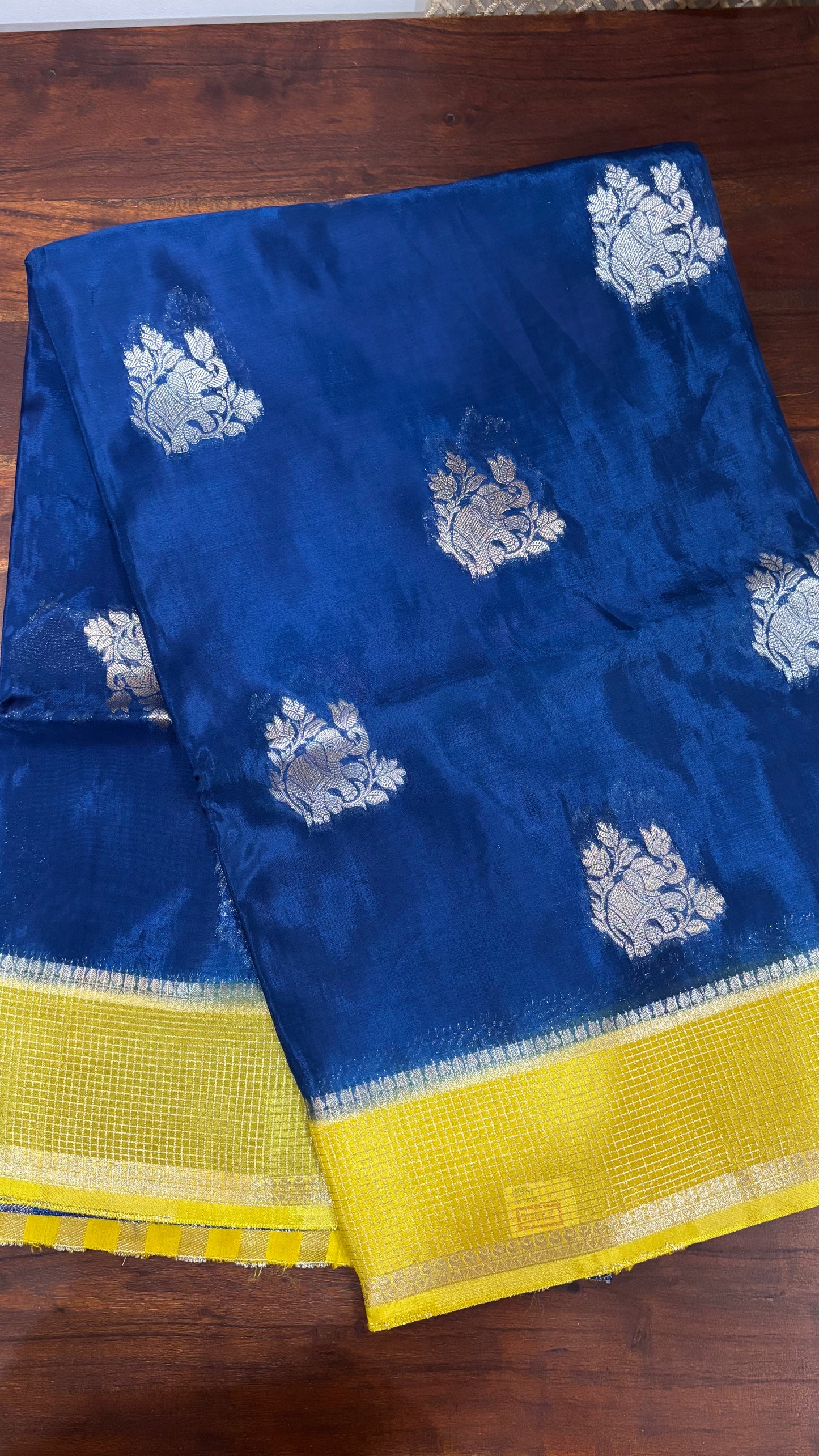 Peacock Blue Dola Silk - Small Elephant