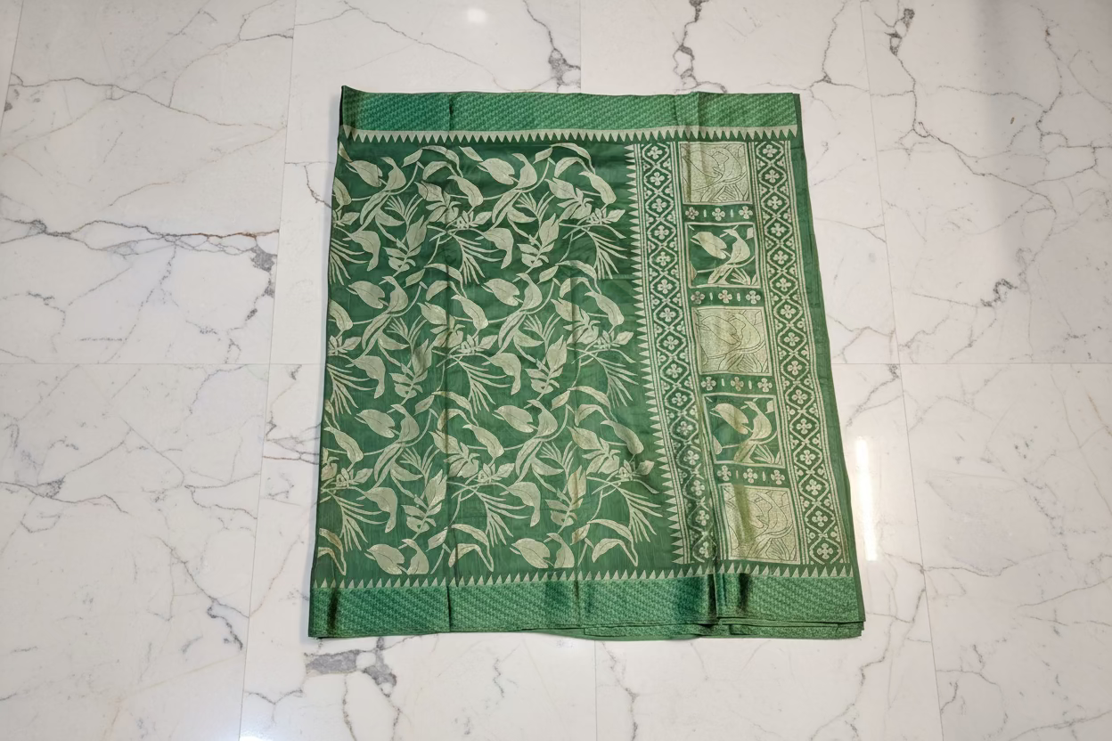 Forest Green Banarasi Brasso Saree