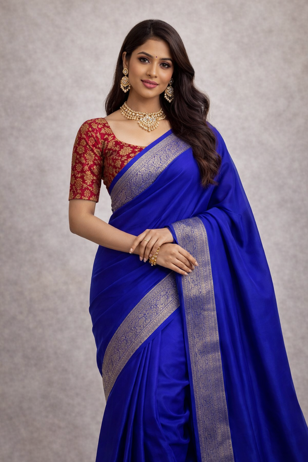 Royal Blue Banarasi Crape Silk Saree