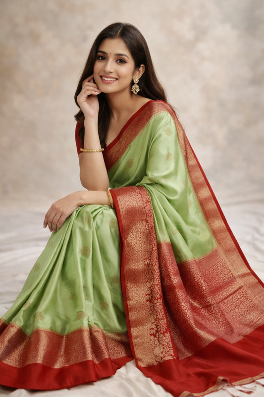 Pista Green Pure Chiniya Silk