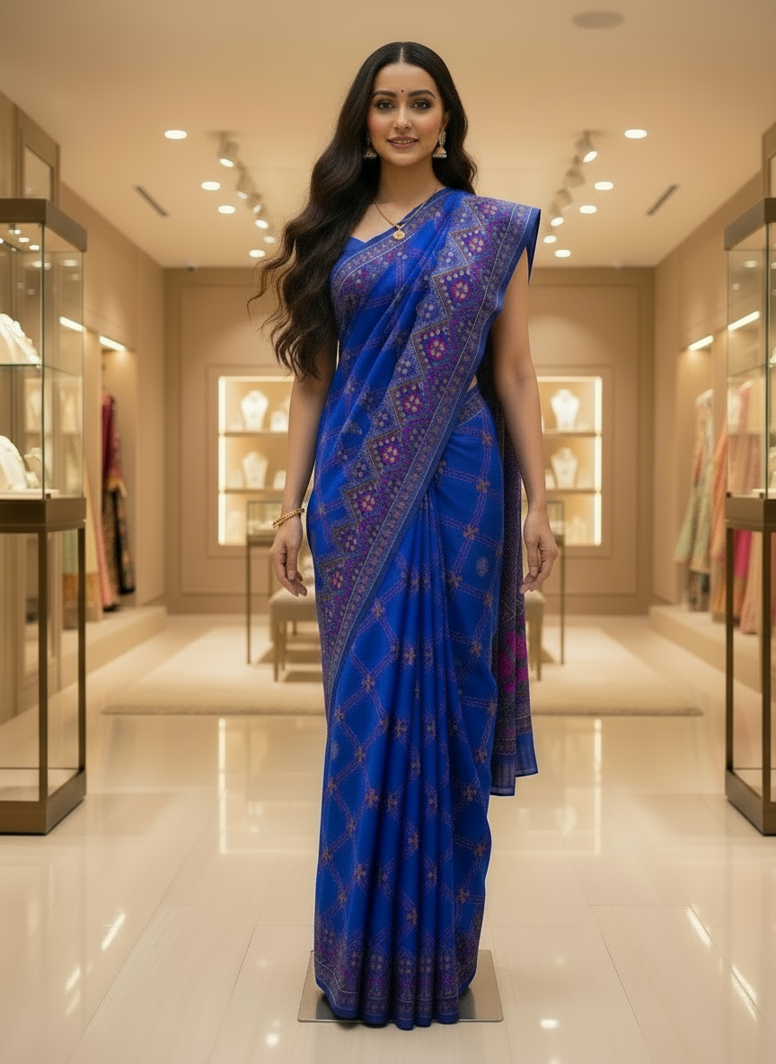 Royal Blue Banarasi Premium Pashmina Silk, Ethnic wear