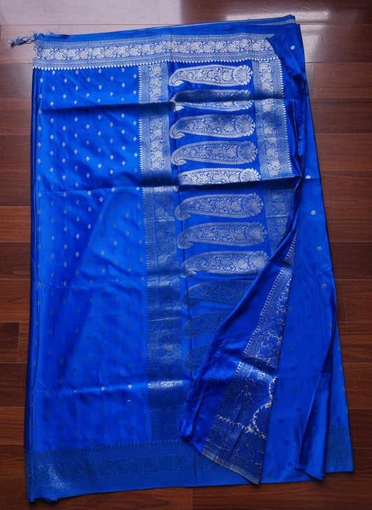 Royal Blue Semi Mashru Silk Saree, a Traditional wear