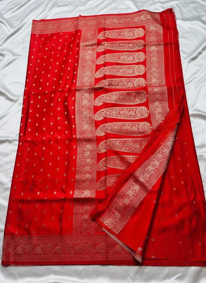 Orange Semi Mashru Silk Saree, an elegant traditional wear