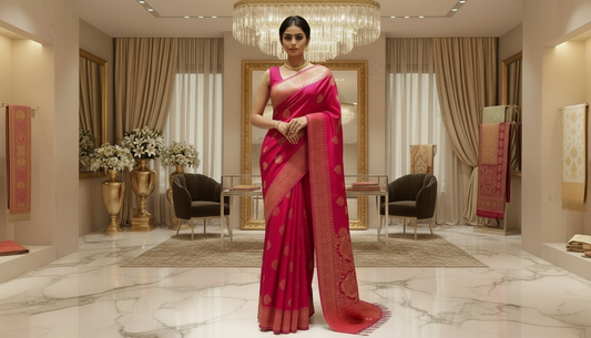 Pink Banarasi Pure Mashru Silk - Designer Party Wear