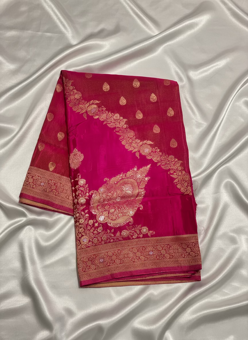 Pink Banarasi Pure Mashru Silk - Designer Party Wear