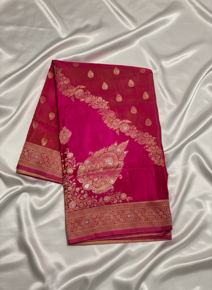 Pink Banarasi Pure Mashru Silk - Designer Party Wear