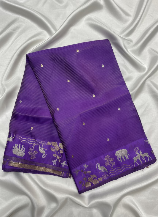 Lavender Banarasi Pure Mashru Silk - Designer Ethnic Wear