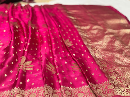 Pink Banarasi Pure Mashru Silk Saree - Designer Ethnic Wear
