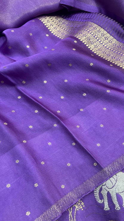 Lavender Banarasi Pure Mashru Silk - Designer Ethnic Wear