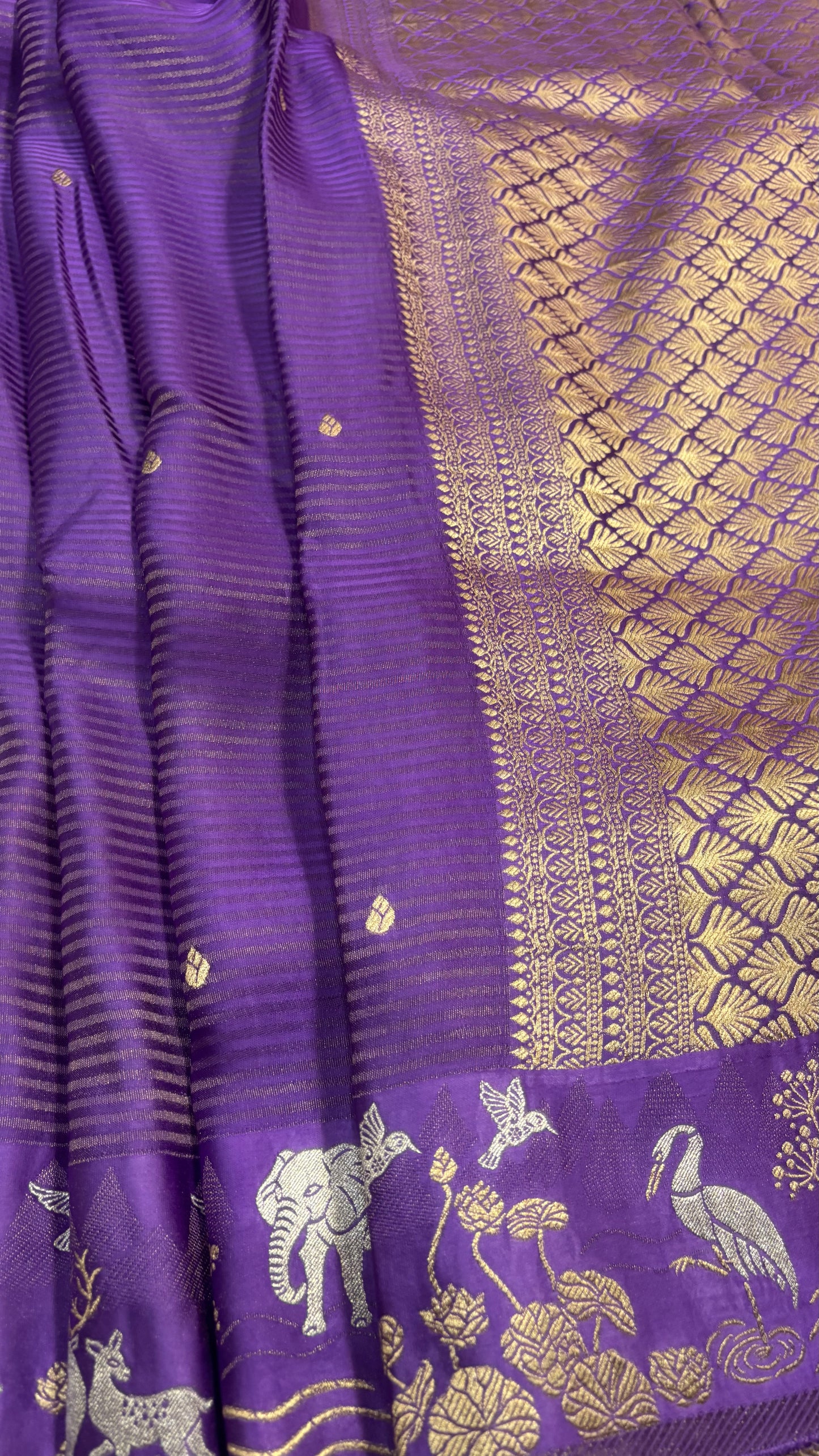 Lavender Banarasi Pure Mashru Silk - Designer Ethnic Wear