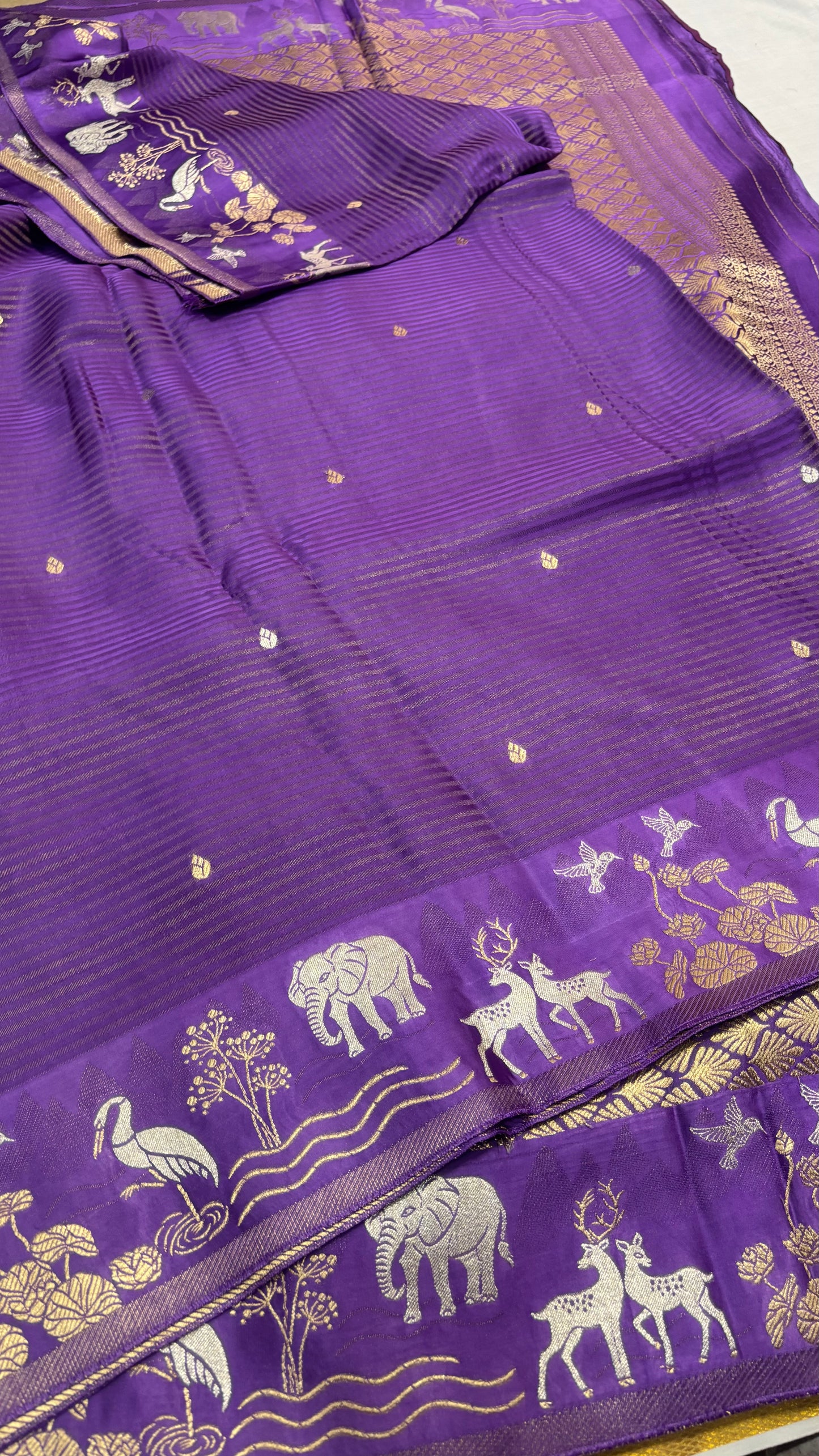 Lavender Banarasi Pure Mashru Silk - Designer Ethnic Wear