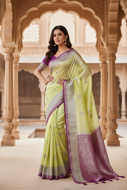 Lemon Yellow Pure Chiniya Silk