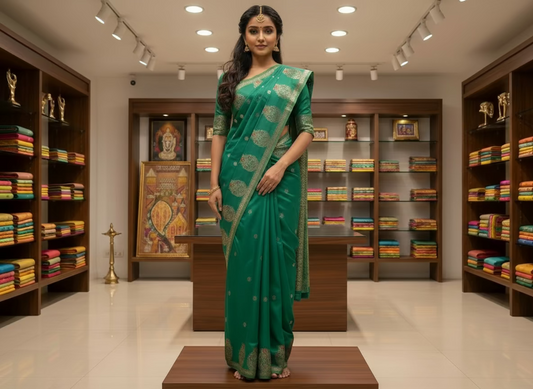 Sea Green Banarasi Katan Silk Saree with Sona Rupa weaving -  Designer Traditional wear