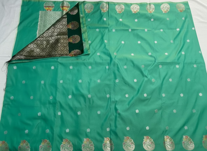 Sea Green Banarasi Katan Silk Saree with Sona Rupa weaving -  Designer Traditional wear