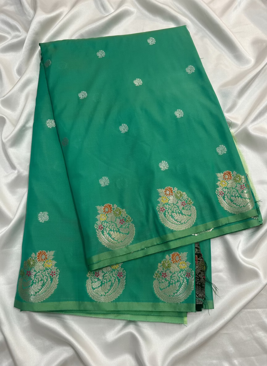 Sea Green Banarasi Katan Silk Saree with Sona Rupa weaving -  Designer Traditional wear