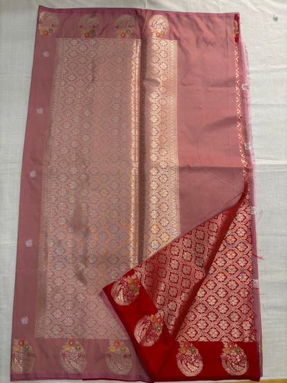 Peach Banarasi Katan Silk Saree with Sona Rupa weaving -  Designer Traditional wear