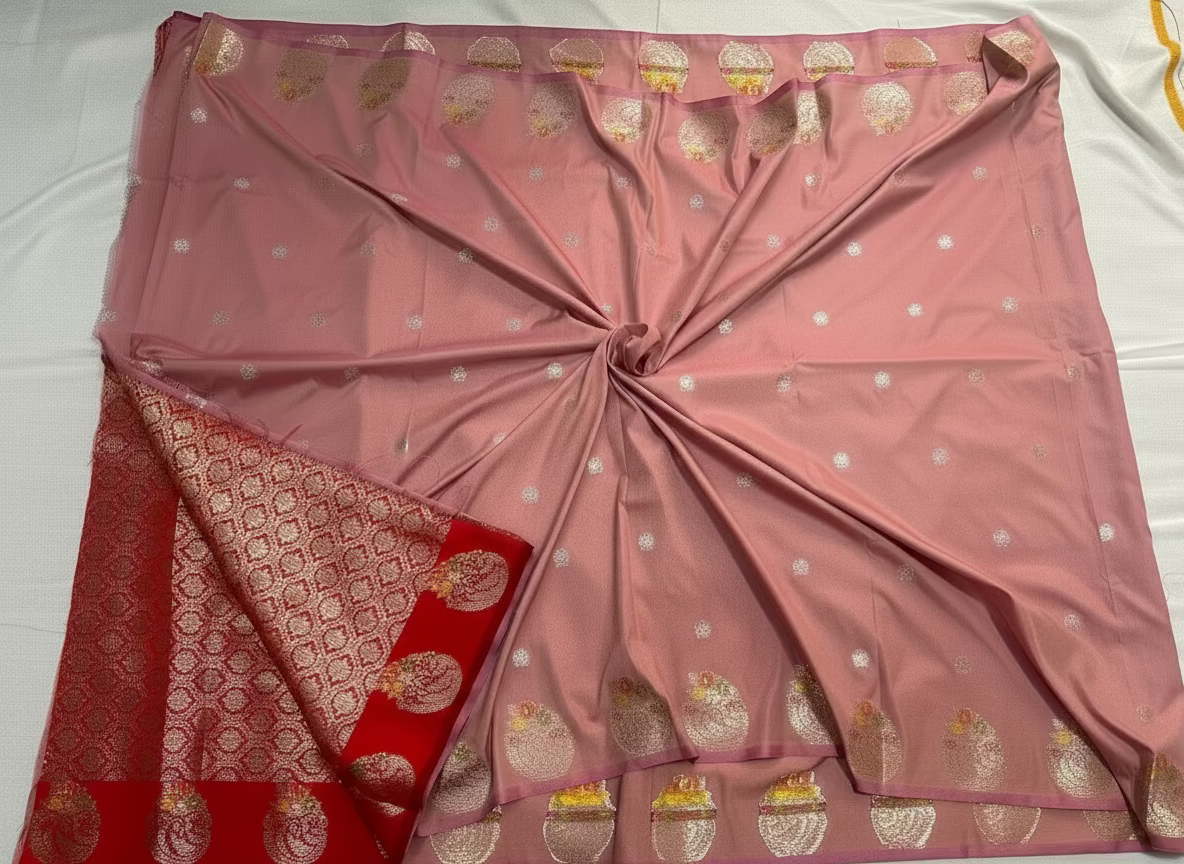 Peach Banarasi Katan Silk Saree with Sona Rupa weaving -  Designer Traditional wear