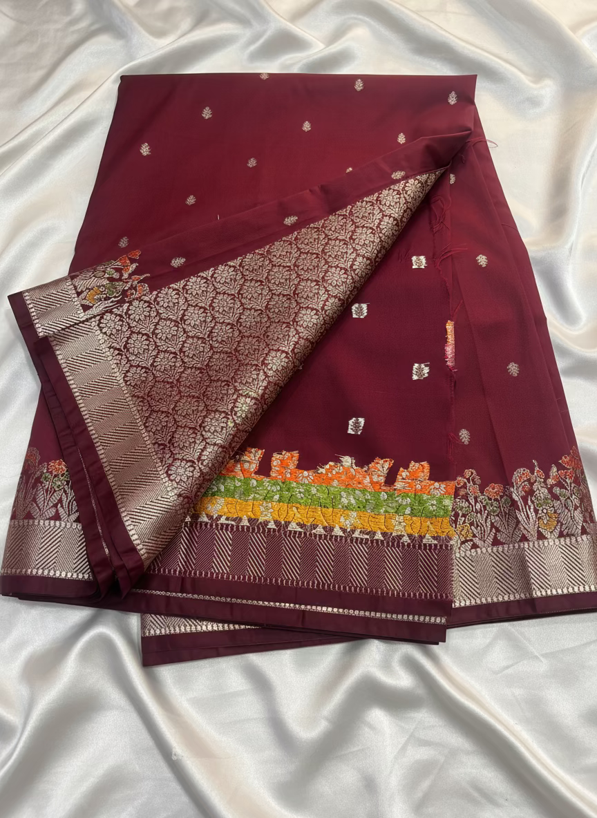 Brown Banarasi Katan Silk Saree with Tilfi Meenakari Border -  Designer Traditional wear