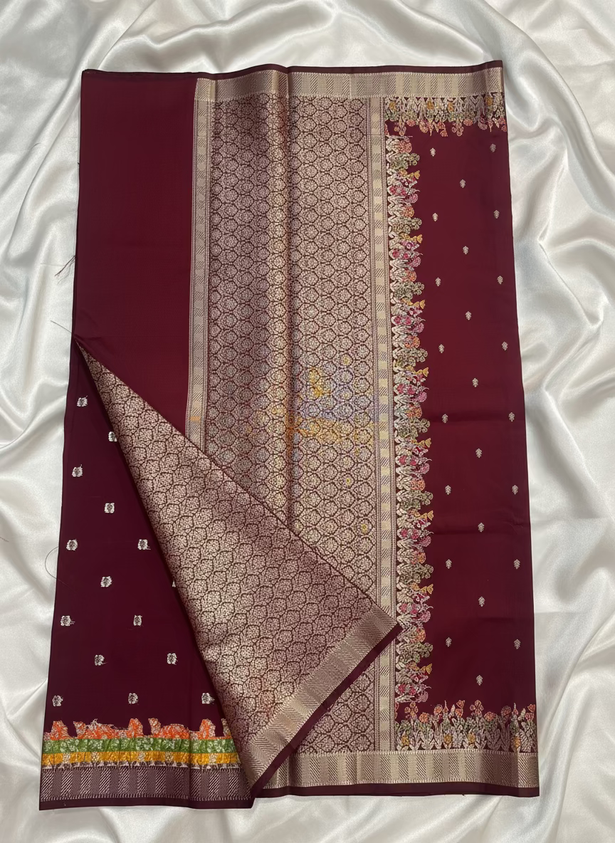 Brown Banarasi Katan Silk Saree with Tilfi Meenakari Border -  Designer Traditional wear