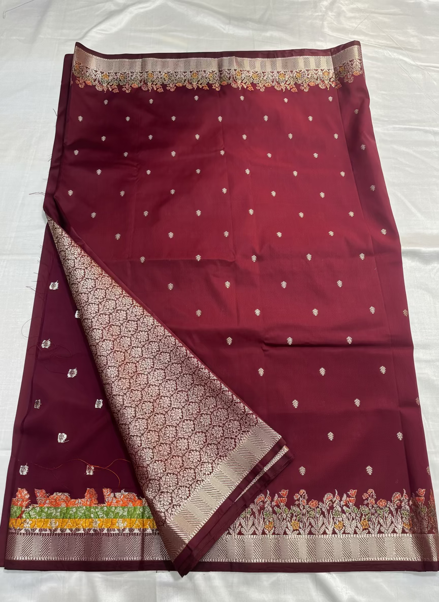 Brown Banarasi Katan Silk Saree with Tilfi Meenakari Border -  Designer Traditional wear