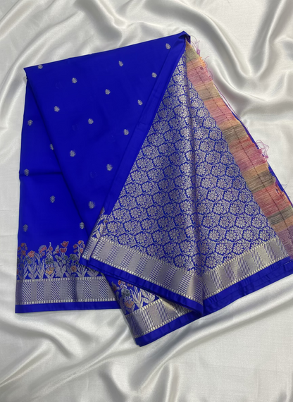 Royal Blue Banarasi Katan Silk Saree with Tilfi Meenakari Border -  Designer Traditional wear