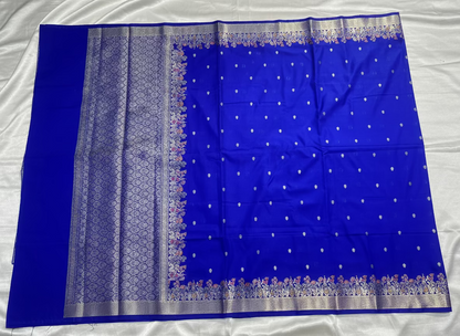 Royal Blue Banarasi Katan Silk Saree with Tilfi Meenakari Border -  Designer Traditional wear