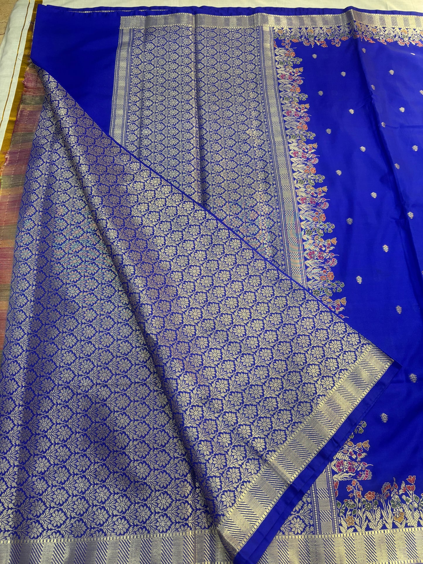 Royal Blue Banarasi Katan Silk Saree with Tilfi Meenakari Border -  Designer Traditional wear