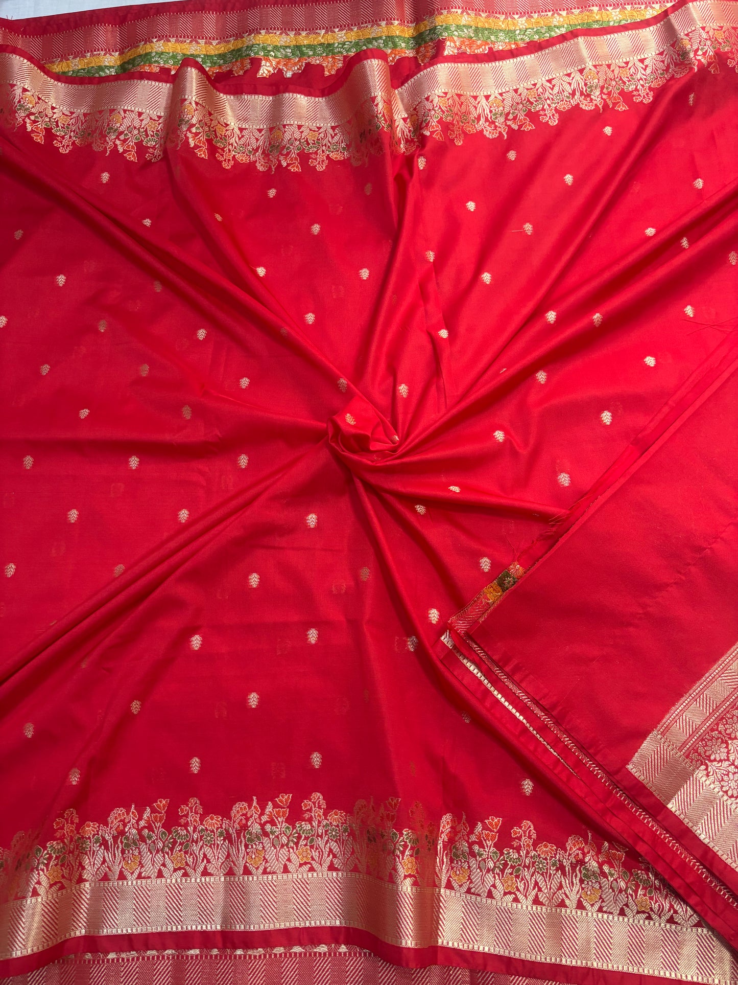 Red Banarasi Katan Silk Saree with Tilfi Meenakari Border -  Designer Traditional wear