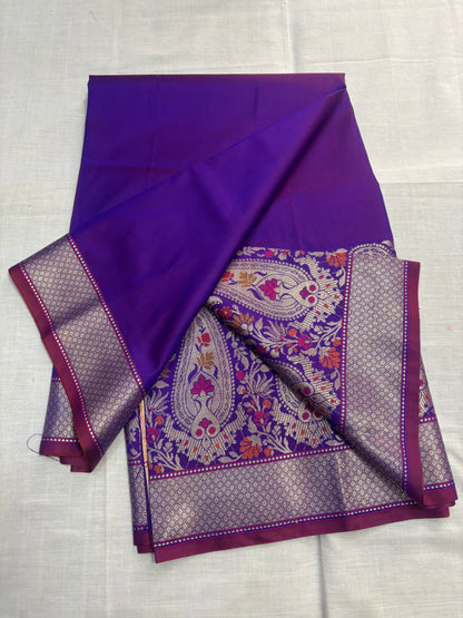 Purple  Banarasi Tilfi Woven Meenakari Katan Silk Saree - Traditional wear