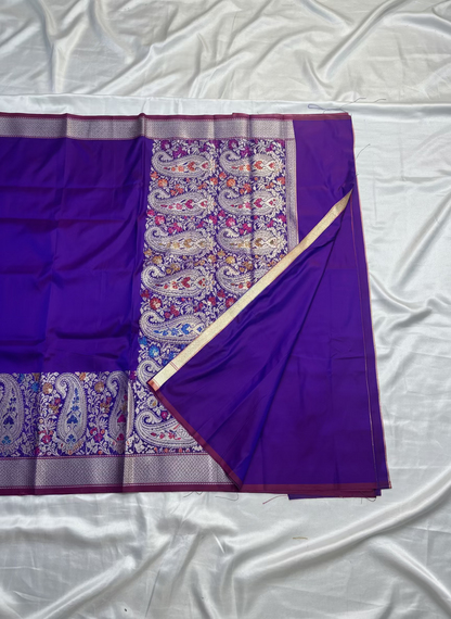 Purple  Banarasi Tilfi Woven Meenakari Katan Silk Saree - Traditional wear
