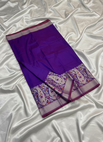 Purple  Banarasi Tilfi Woven Meenakari Katan Silk Saree - Traditional wear