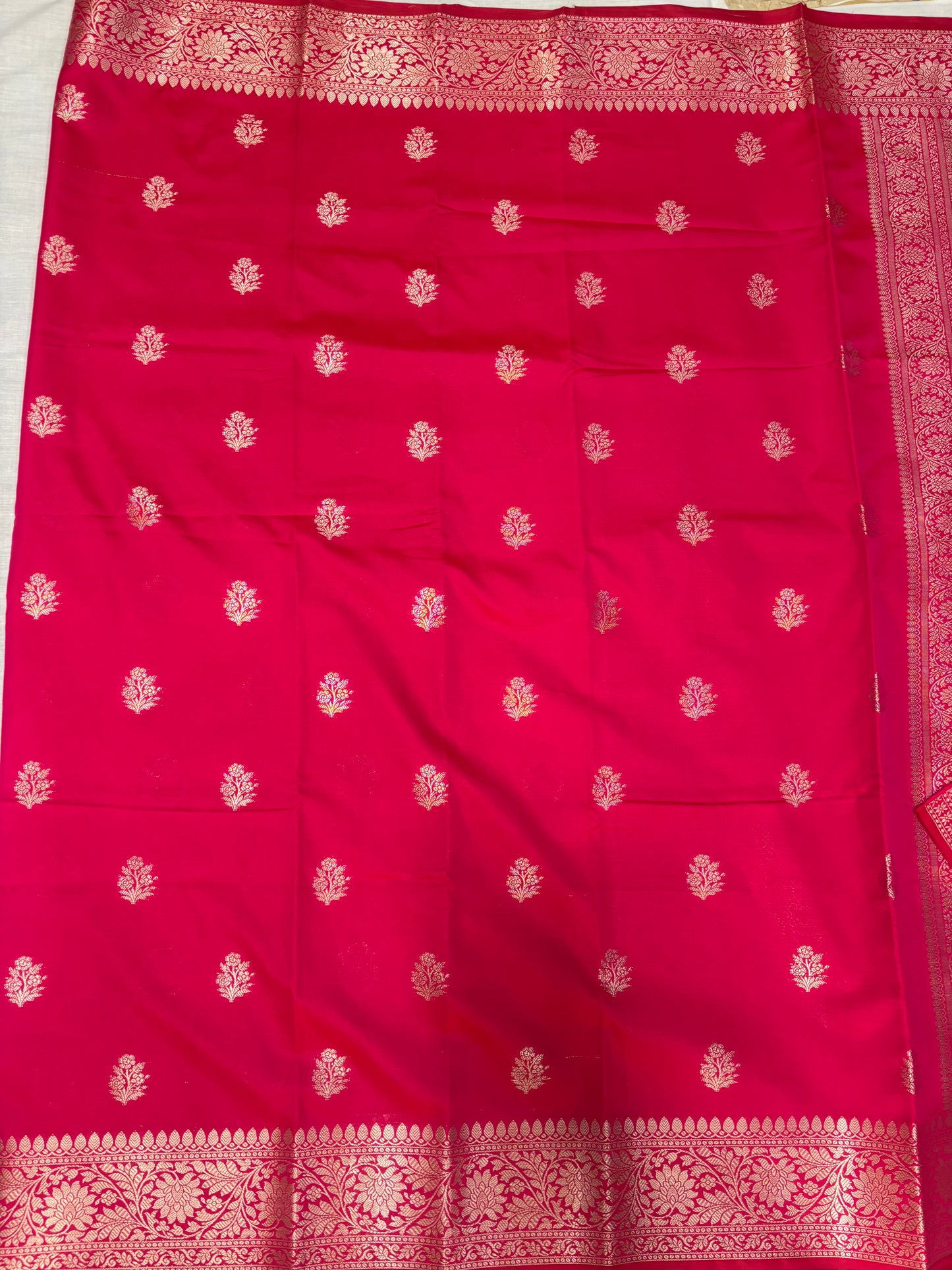 Rani Pink Banarasi Katan Mashru Silk Saree  -  Traditional Wear