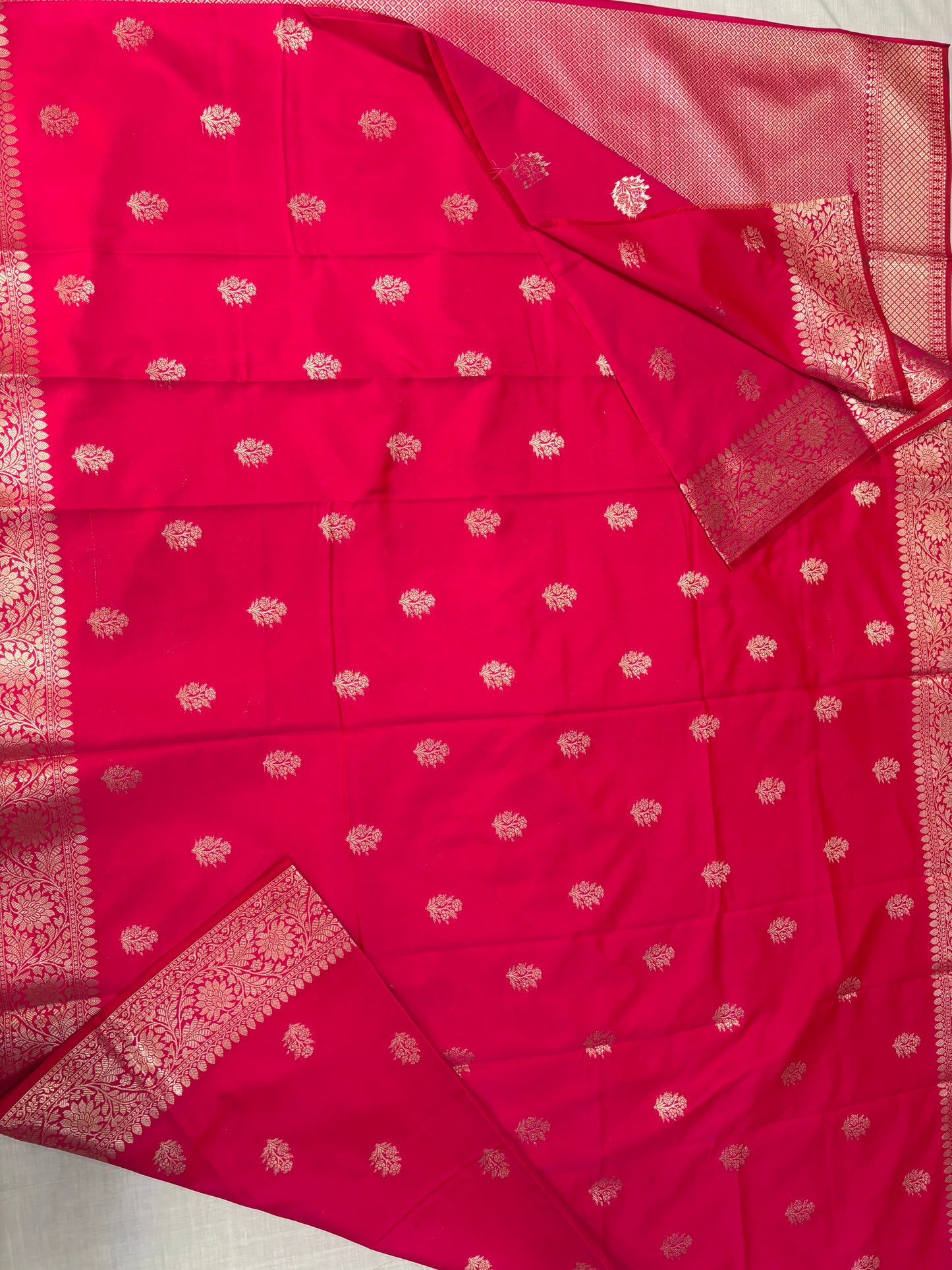 Rani Pink Banarasi Katan Mashru Silk Saree  -  Traditional Wear