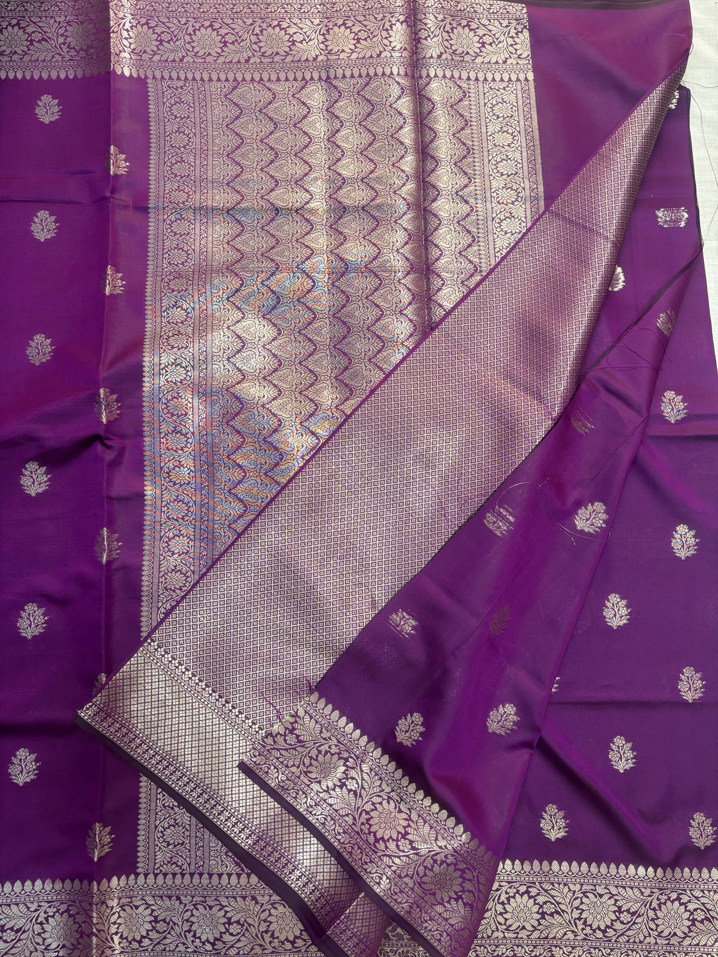 Purple Banarasi Katan Mashru Silk Saree - Traditional Wear