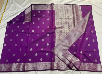 Purple Banarasi Katan Mashru Silk Saree - Traditional Wear