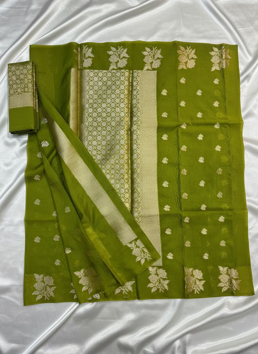 Green Banarasi Warm Silk Saree with Meenakshi Weaving -  Designer Traditional Wear