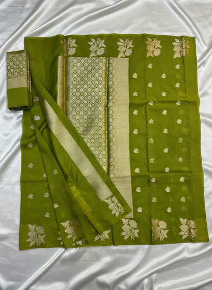 Green Banarasi Warm Silk Saree with Meenakshi Weaving -  Designer Traditional Wear