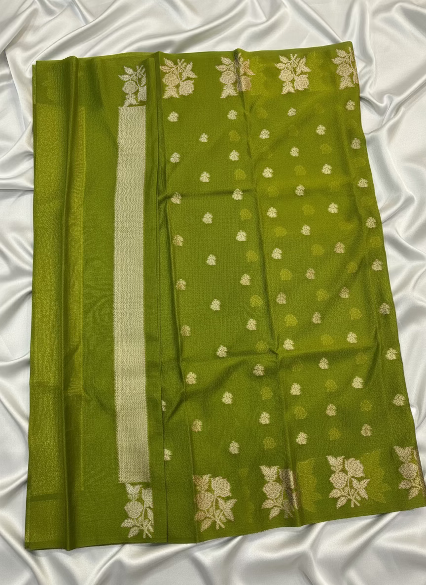 Green Banarasi Warm Silk Saree with Meenakshi Weaving -  Designer Traditional Wear
