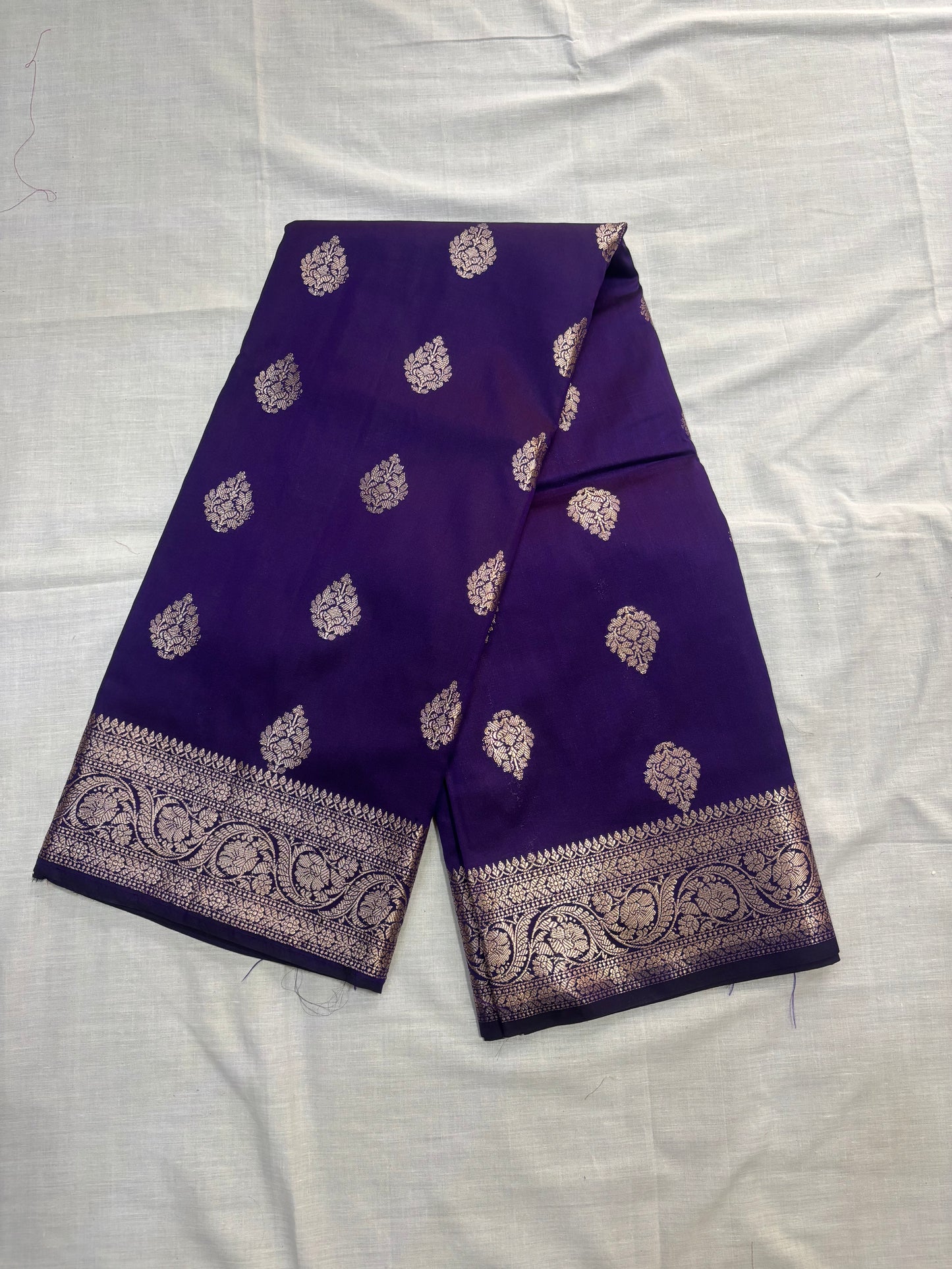 Purple Banarasi Katan Mashru Silk Saree with Water Zari Weaving- Traditional Wear