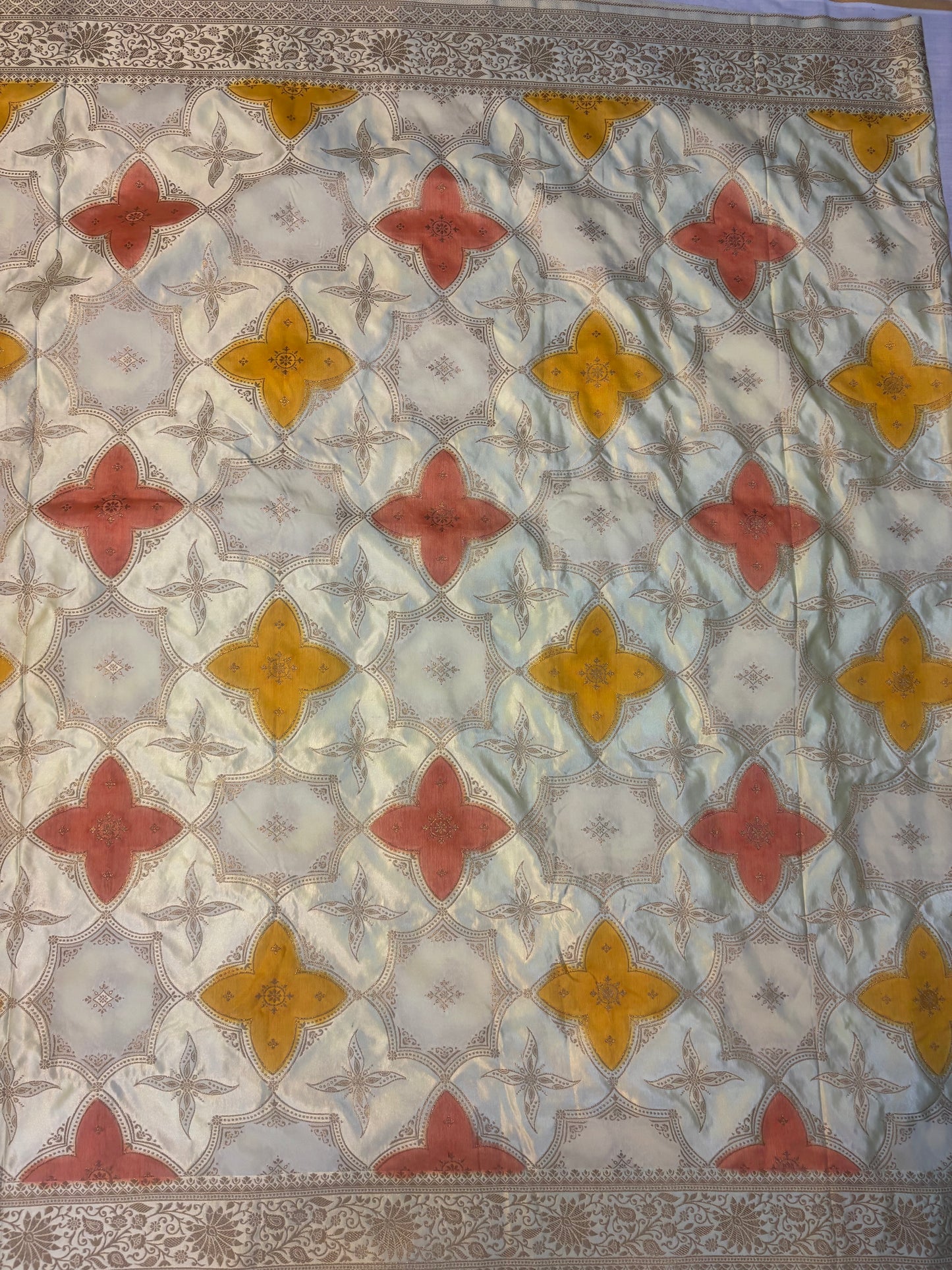 Lemon Yellow Banarasi Mashru Silk Saree in Rangkat Concept  - Designer Party Wear