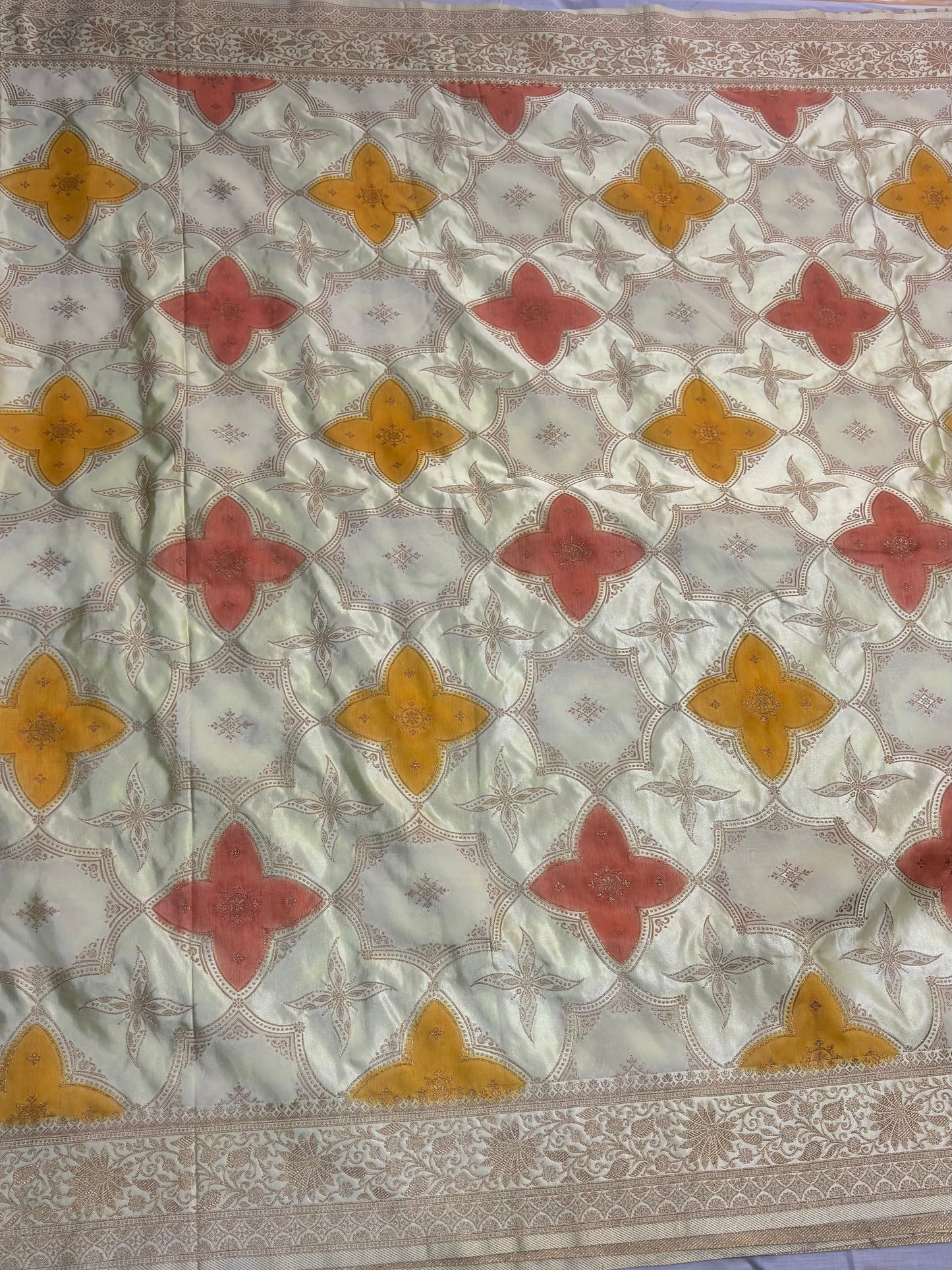 Lemon Yellow Banarasi Mashru Silk Saree in Rangkat Concept  - Designer Party Wear