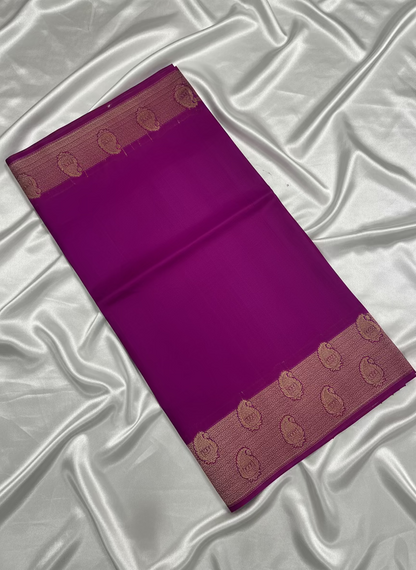 Purple Banarasi Tussar Matka Silk Saree with Copper Zari Mango Weaving - Traditional Wear