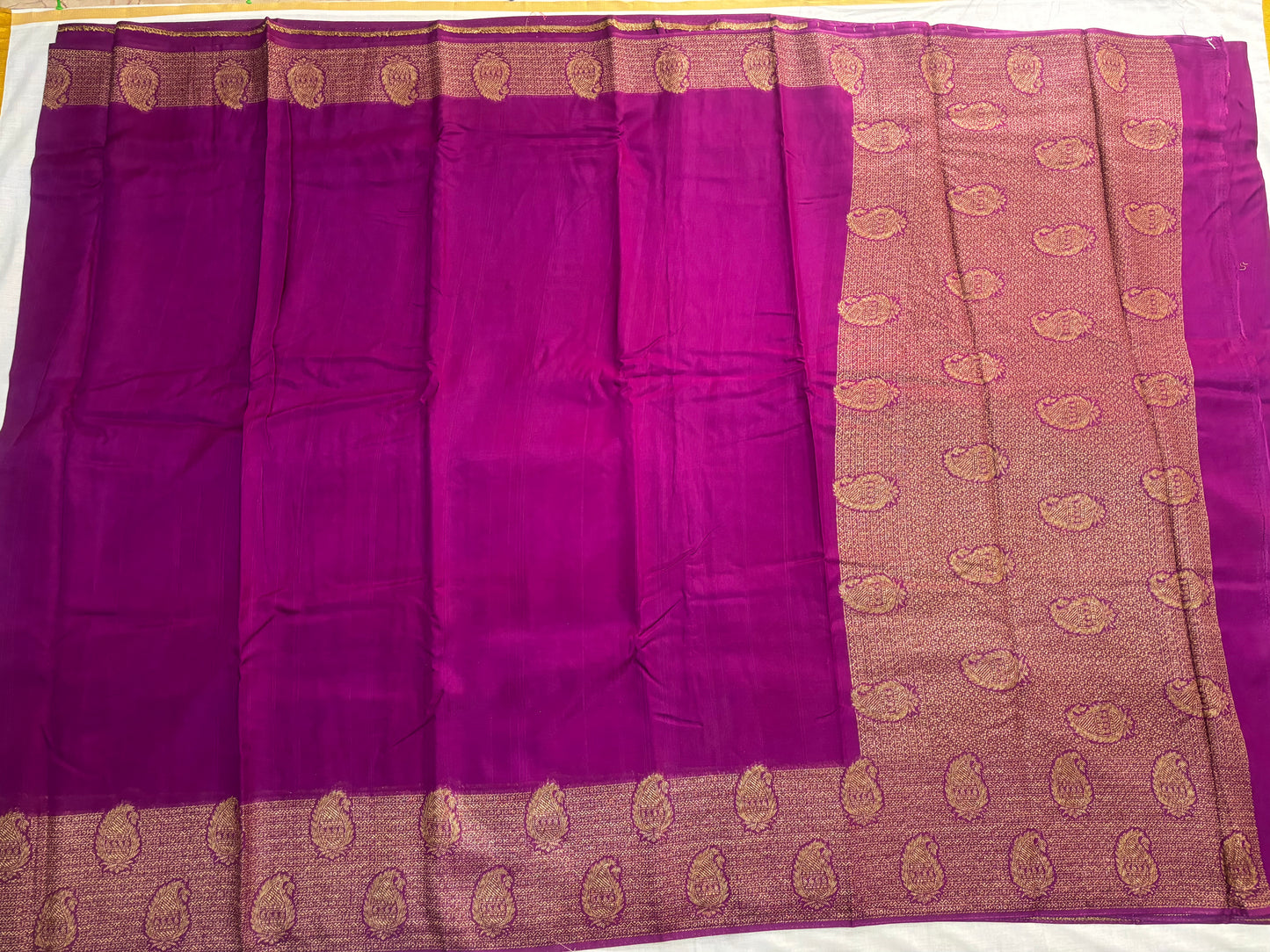 Purple Banarasi Tussar Matka Silk Saree with Copper Zari Mango Weaving - Traditional Wear