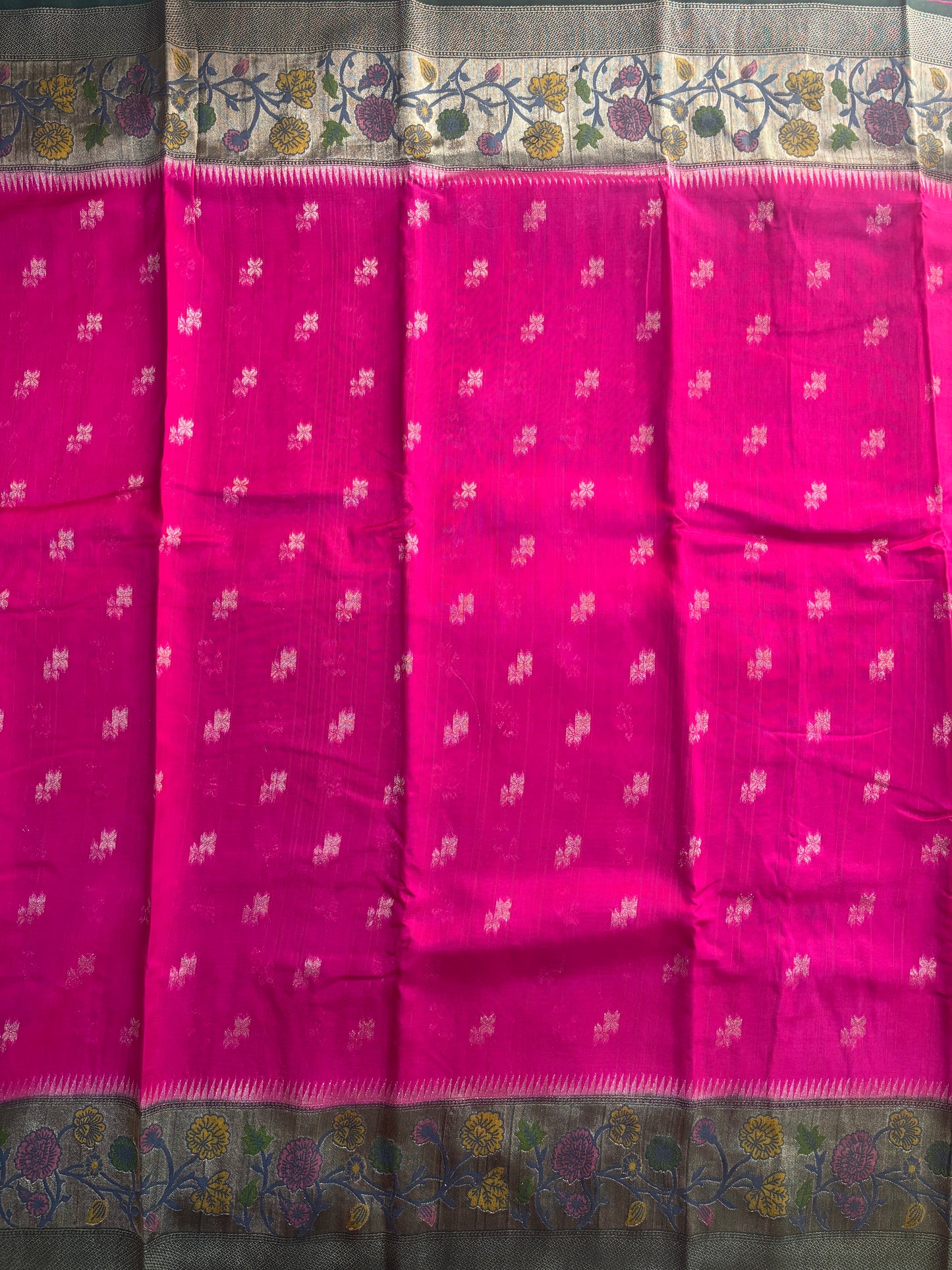 Pink Banarasi Tussar Matka Silk Saree with Paithani Weaving Border  - Traditional Wear
